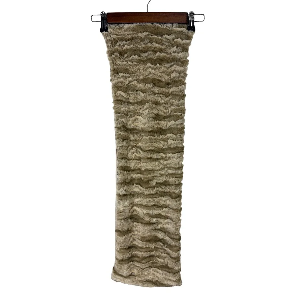 Reversible‎ Faux Fur Infinity Scarf Floral Tan Cream Burgundy Circle Wrap